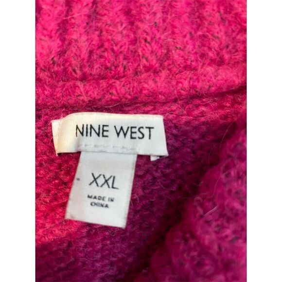 Nine West Women's 2XL Fuchsia Mock Neck Oversized Sweater Pullovers - Picture 7 of 9